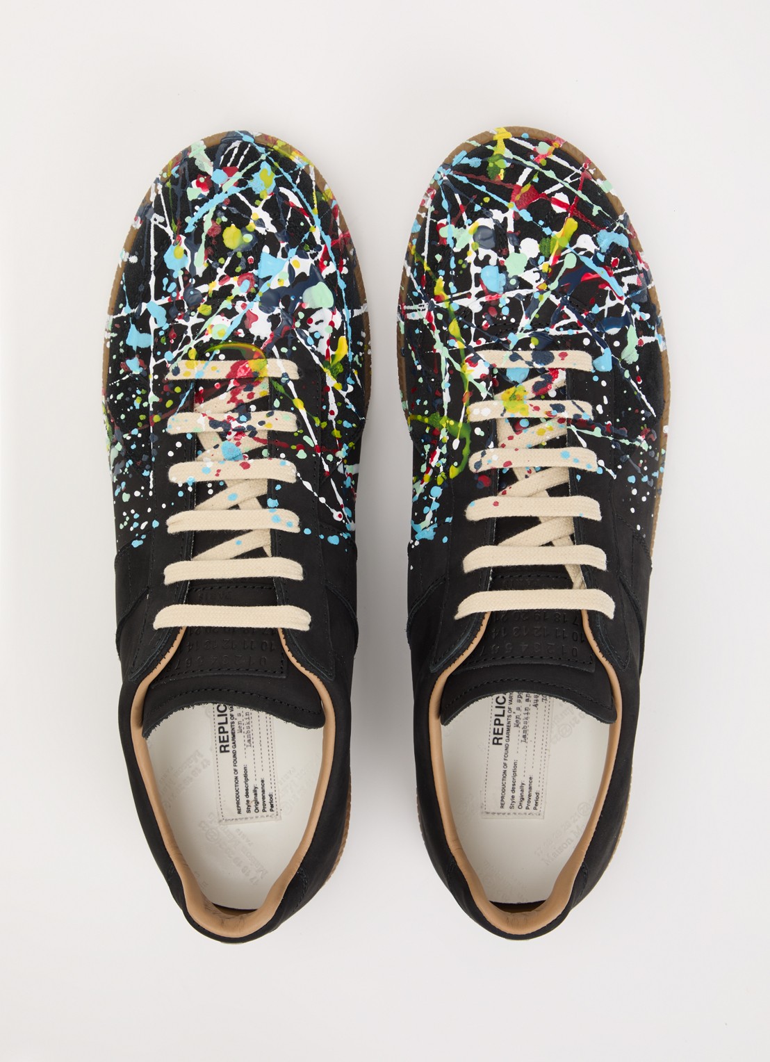 Maison Margiela Paint Replica sneaker van kalfsleer met details van kalfssuède - detail 3 zwart