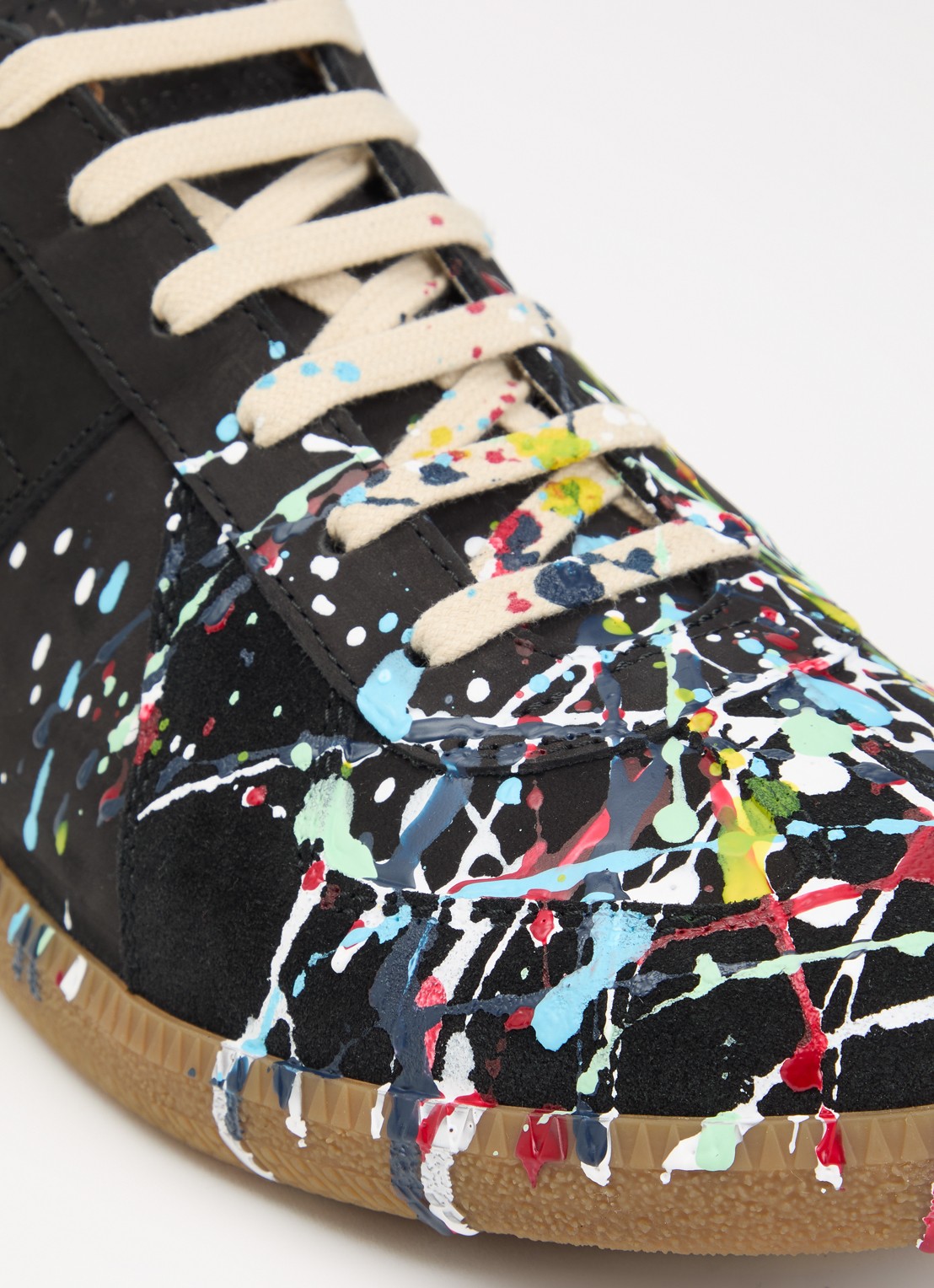 Maison Margiela Paint Replica sneaker van kalfsleer met details van kalfssuède - detail 5 zwart