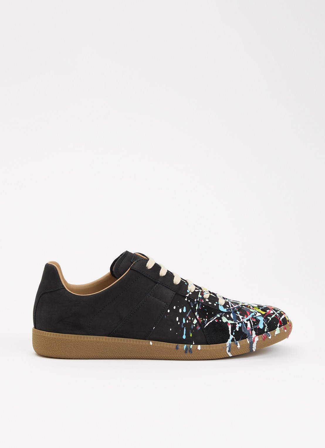 Maison Margiela Paint Replica sneaker van kalfsleer met details van kalfssuède - voorkant 6 zwart