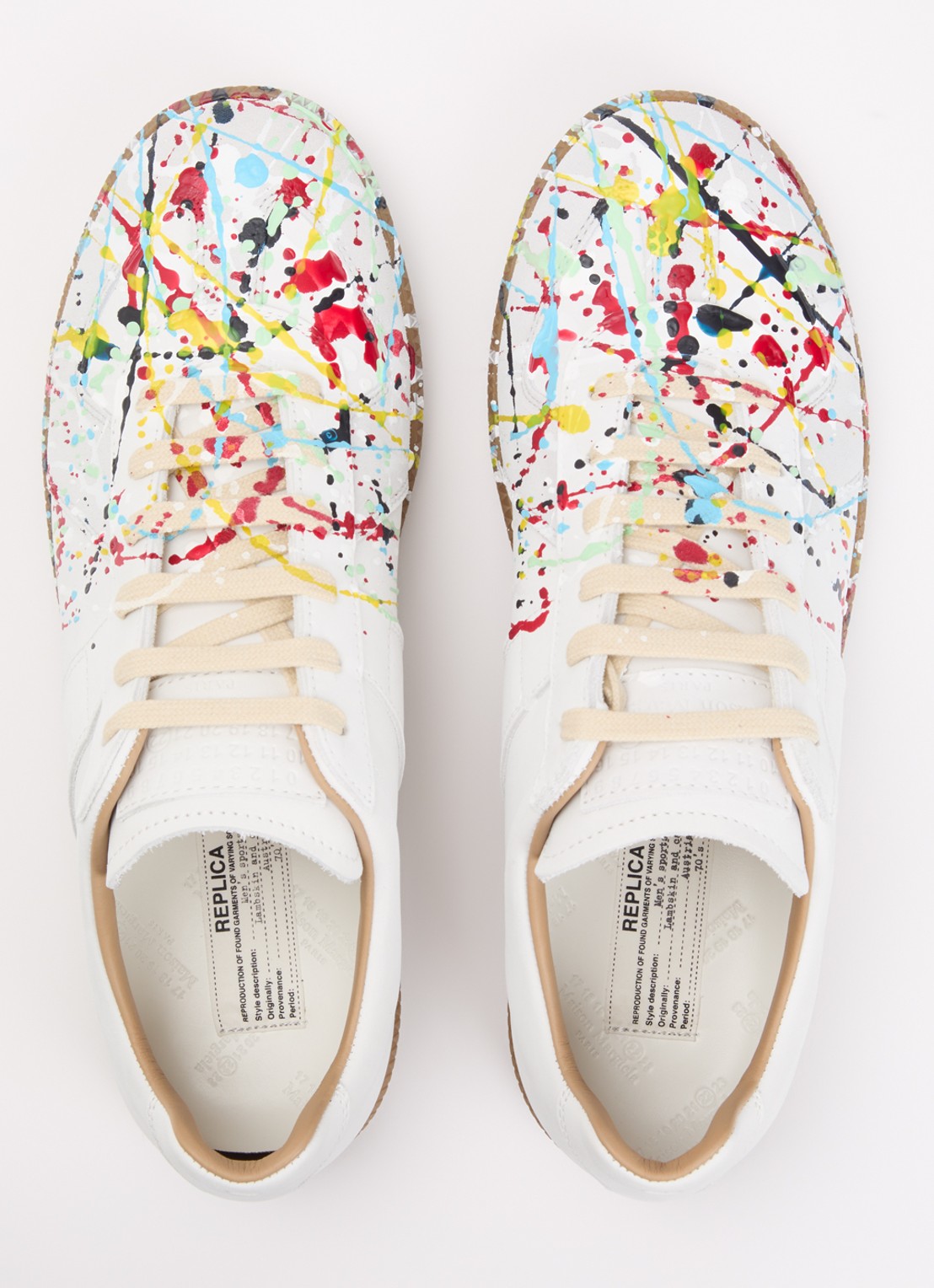 Maison Margiela Paint Replica sneaker van kalfsleer met details van kalfssuède - detail 4 wit
