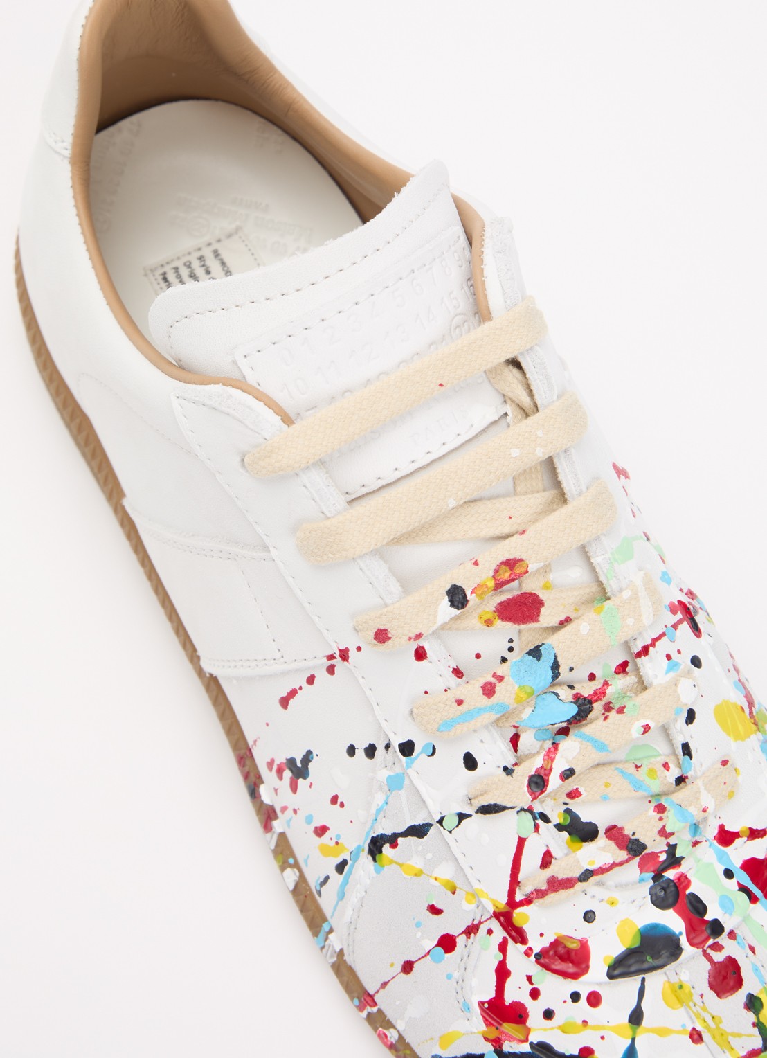 Maison Margiela Paint Replica sneaker van kalfsleer met details van kalfssuède - detail 6 wit