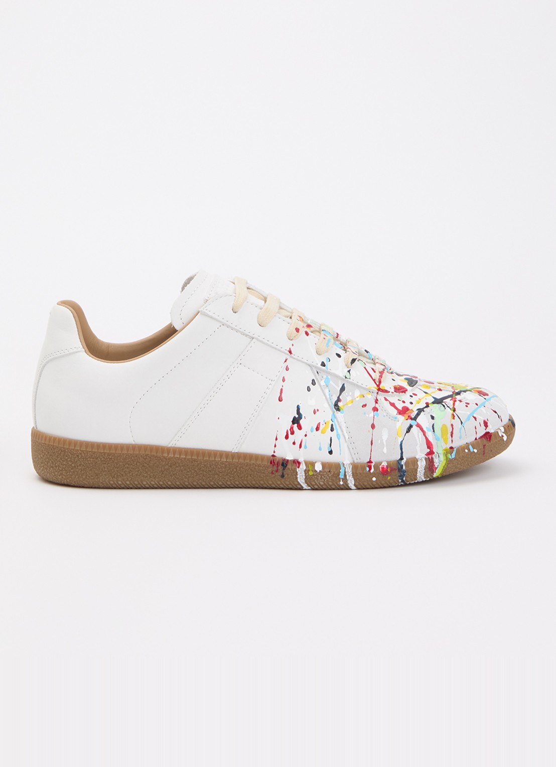 Maison Margiela Paint Replica sneaker van kalfsleer met details van kalfssuède - voorkant 2 wit