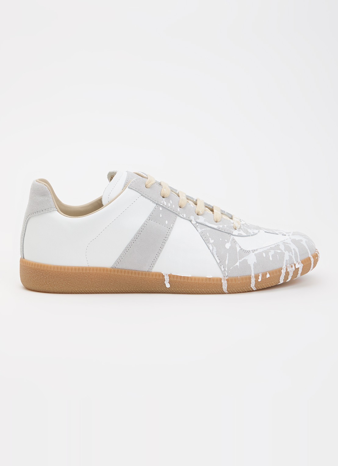 Maison Margiela Paint Replica sneaker van kalfsleer met details van kalfssuède - voorkant 6 wit