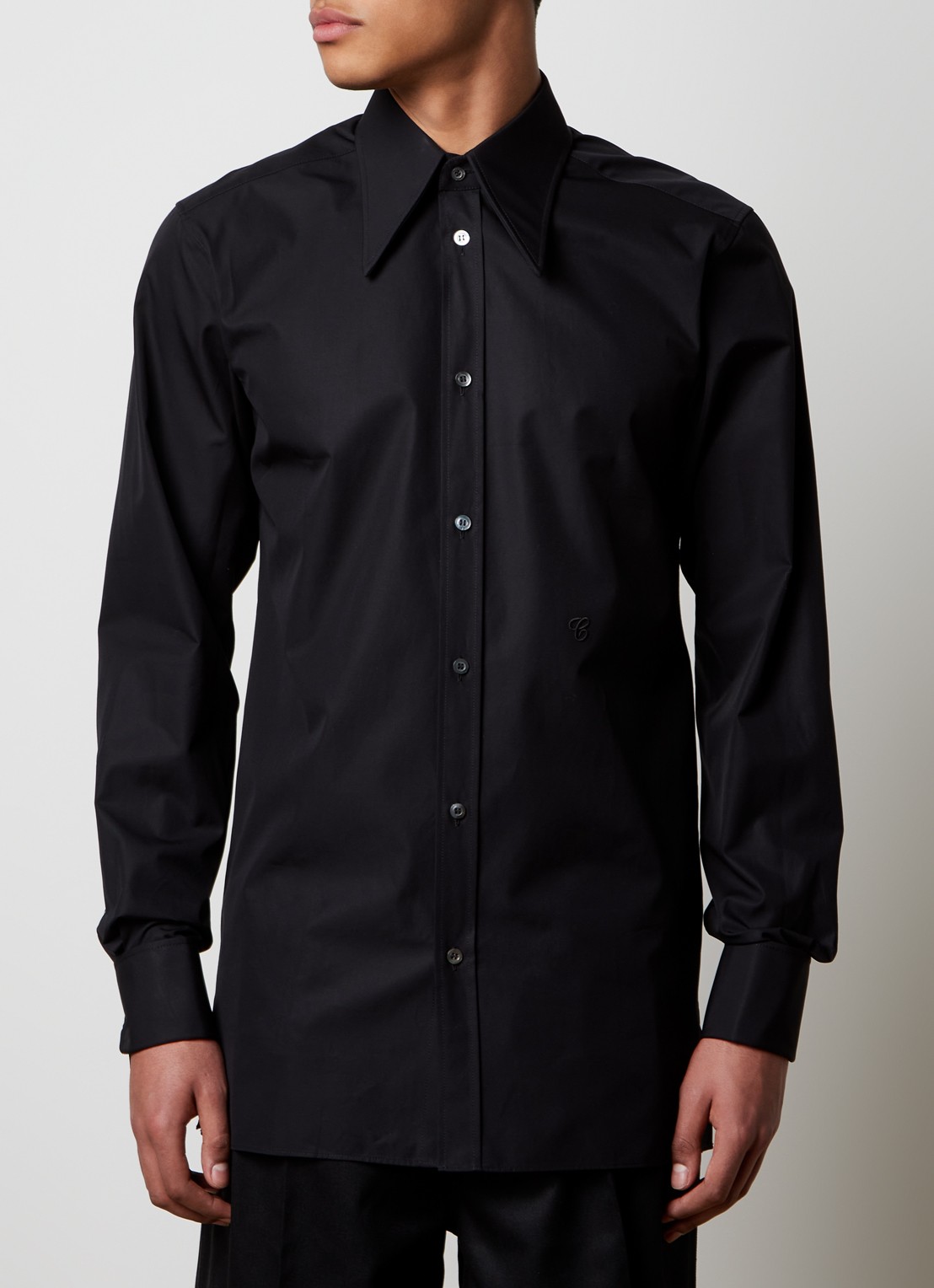 Maison Margiela Regular fit overhemd met dubbele manchet - detail zwart