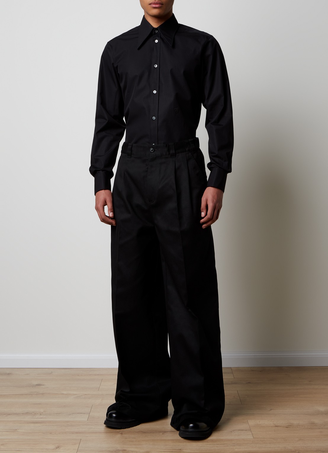 Maison Margiela Regular fit overhemd met dubbele manchet - voorkant 4 zwart