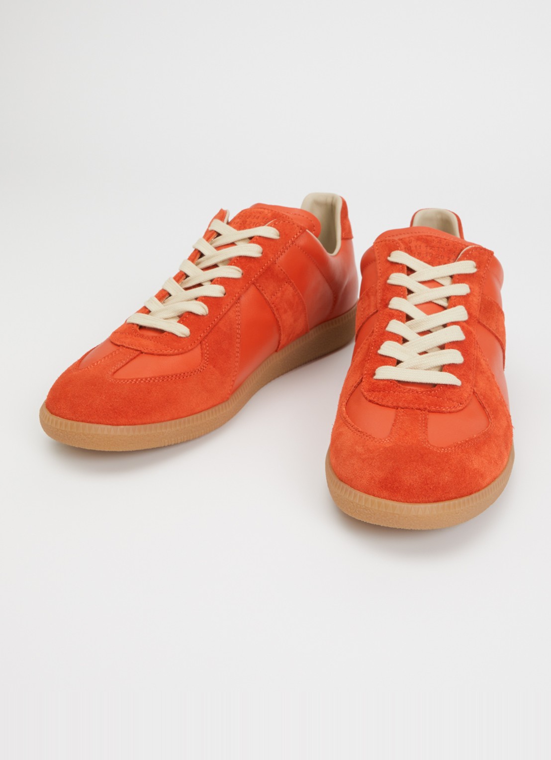 Maison Margiela Replica sneaker van kalfsleer met details van kalfssuède - detail 3 oranjerood