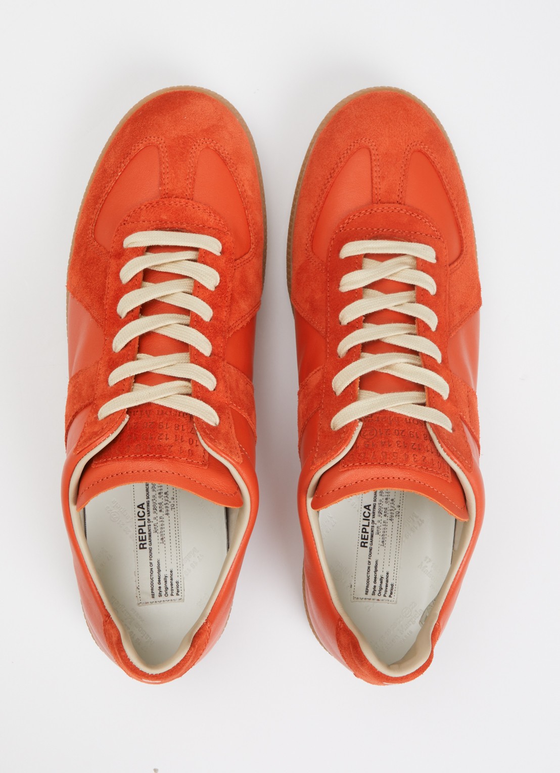 Maison Margiela Replica sneaker van kalfsleer met details van kalfssuède - detail 4 oranjerood