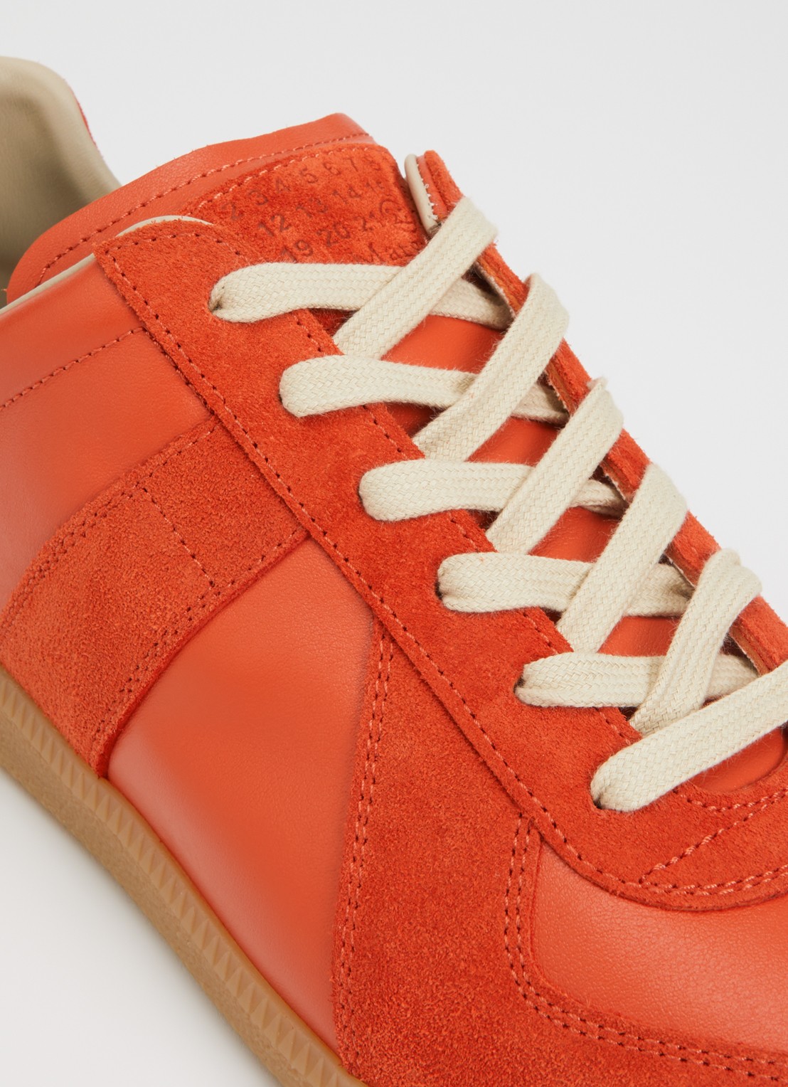 Maison Margiela Replica sneaker van kalfsleer met details van kalfssuède - detail 6 oranjerood