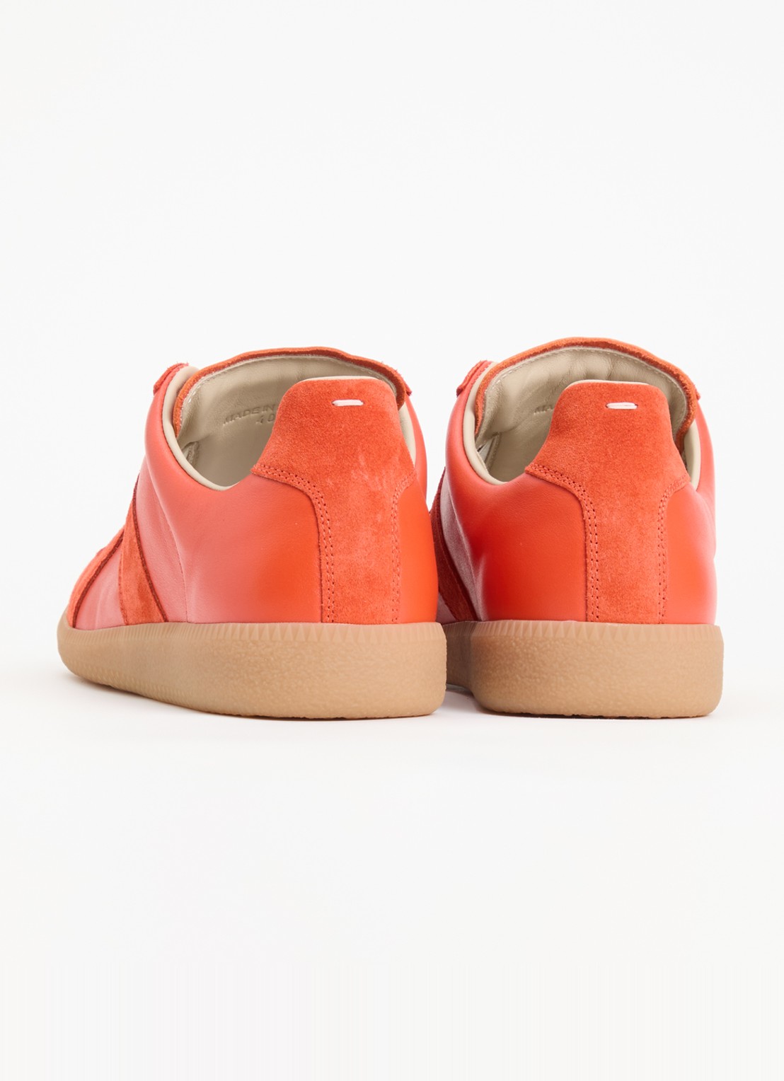 Maison Margiela Replica sneaker van kalfsleer met details van kalfssuède - achterkant oranjerood