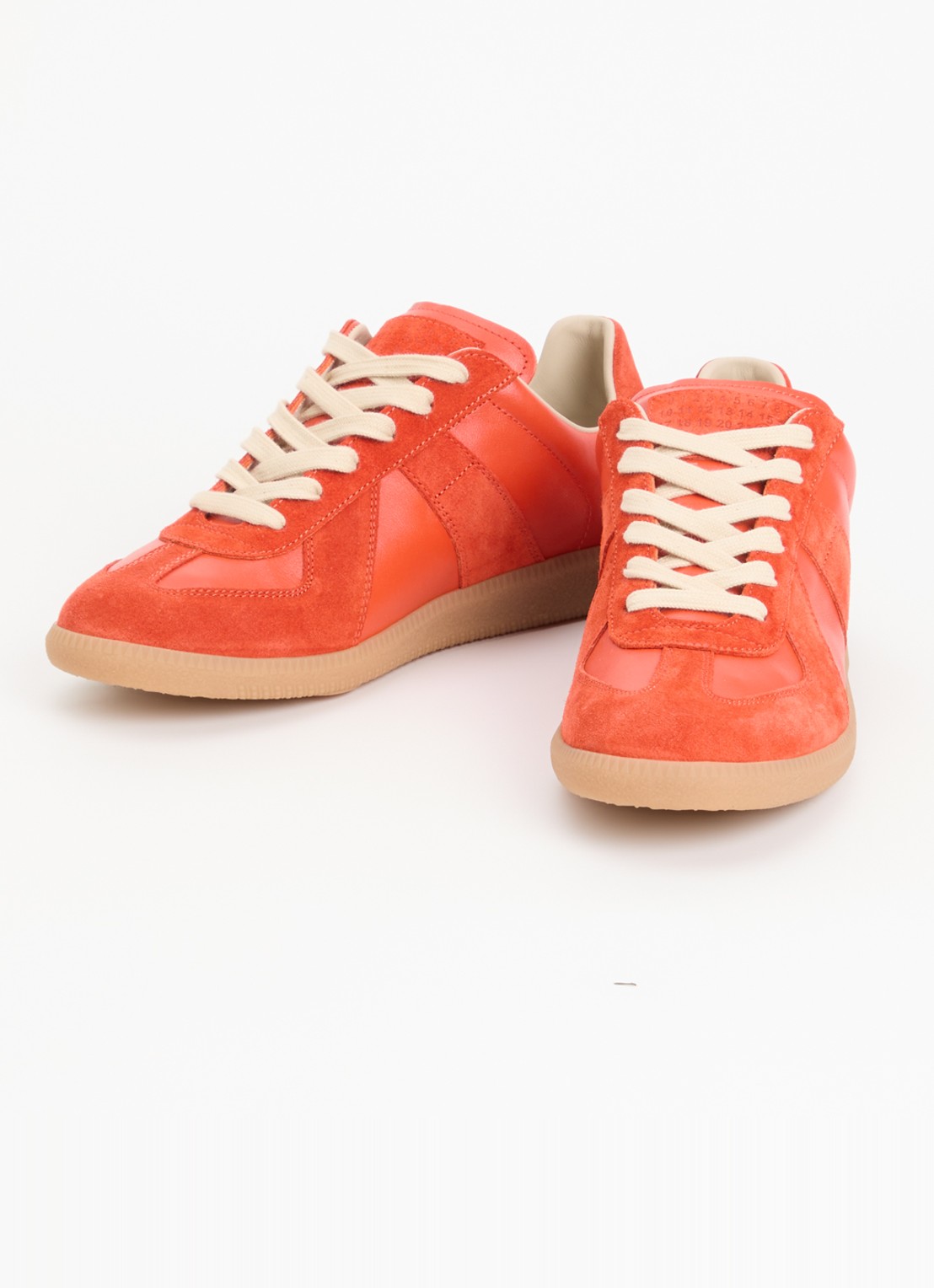 Maison Margiela Replica sneaker van kalfsleer met details van kalfssuède - detail 2 oranjerood