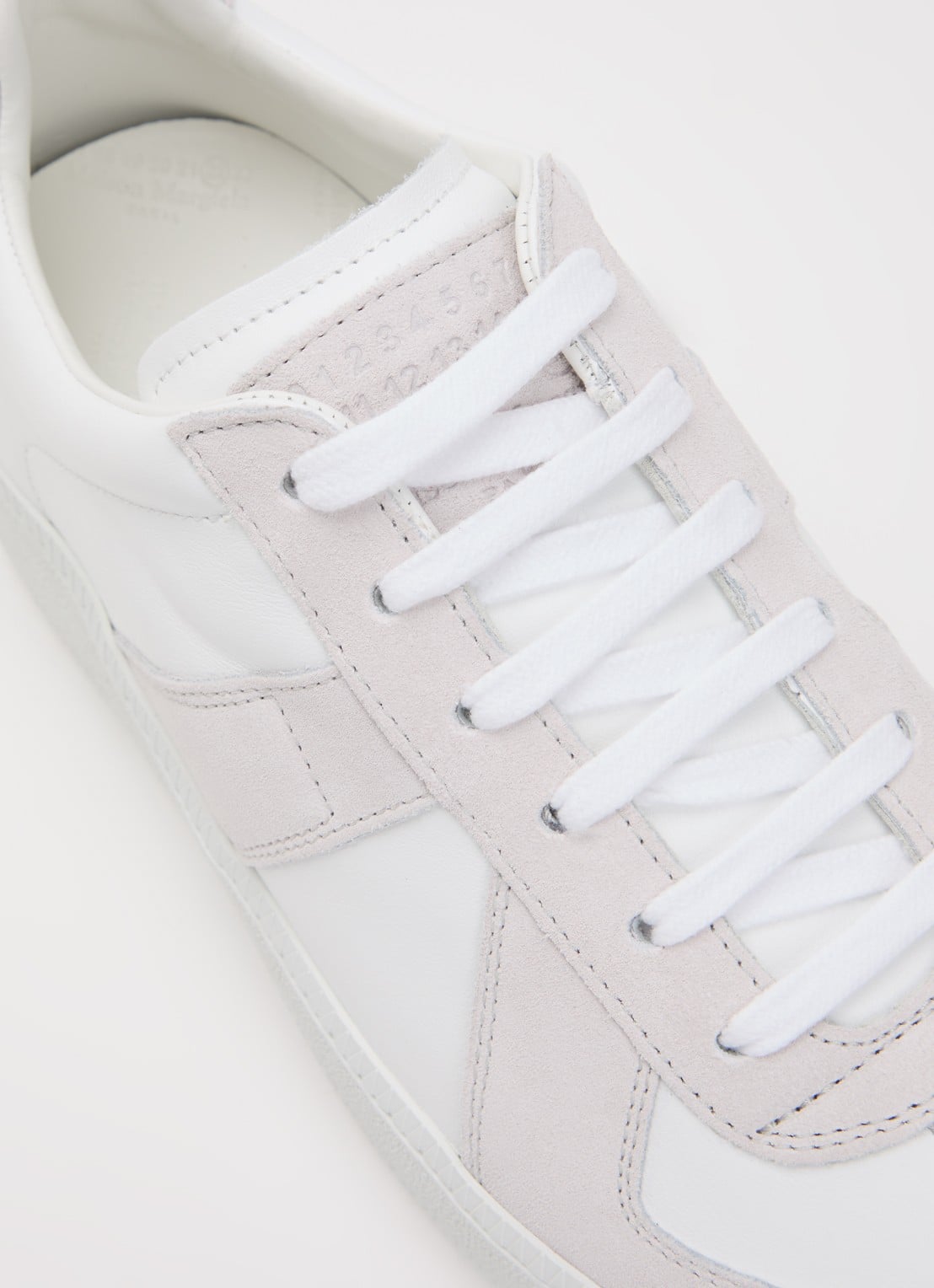 Maison Margiela Replica sneaker van kalfsleer met kalfssuède details met plateauzool - detail 5 wit