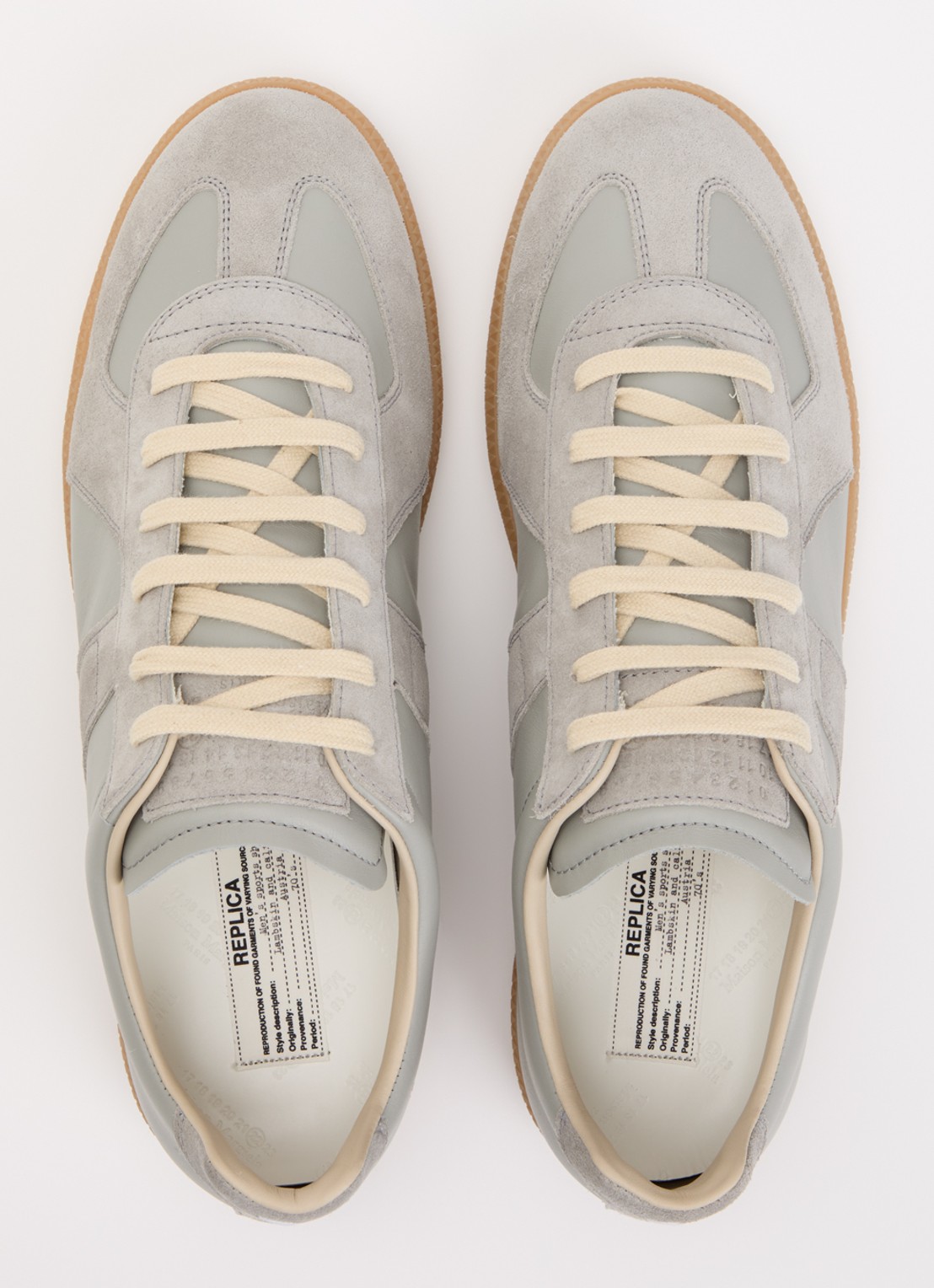 Maison Margiela Replica sneaker van kalfsleer met kalfssuède details - detail 4 grijs