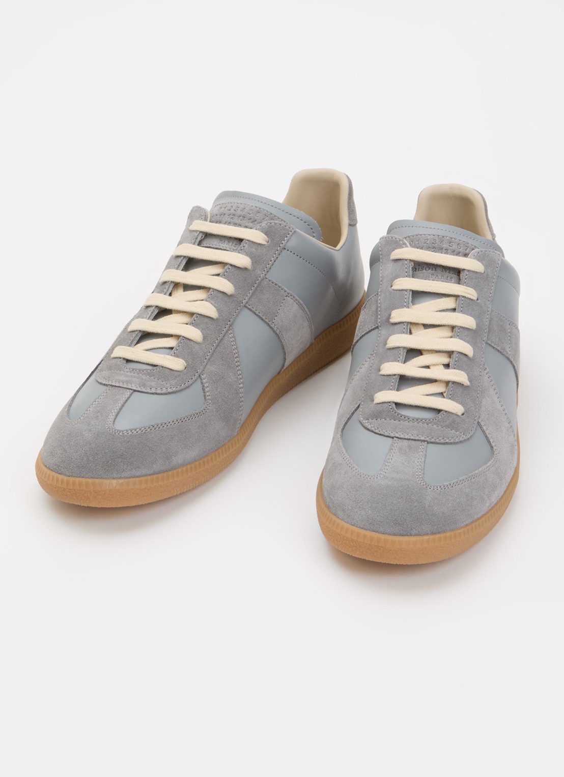 Maison Margiela Replica sneaker van kalfsleer met kalfssuède details - detail 3 staalblauw