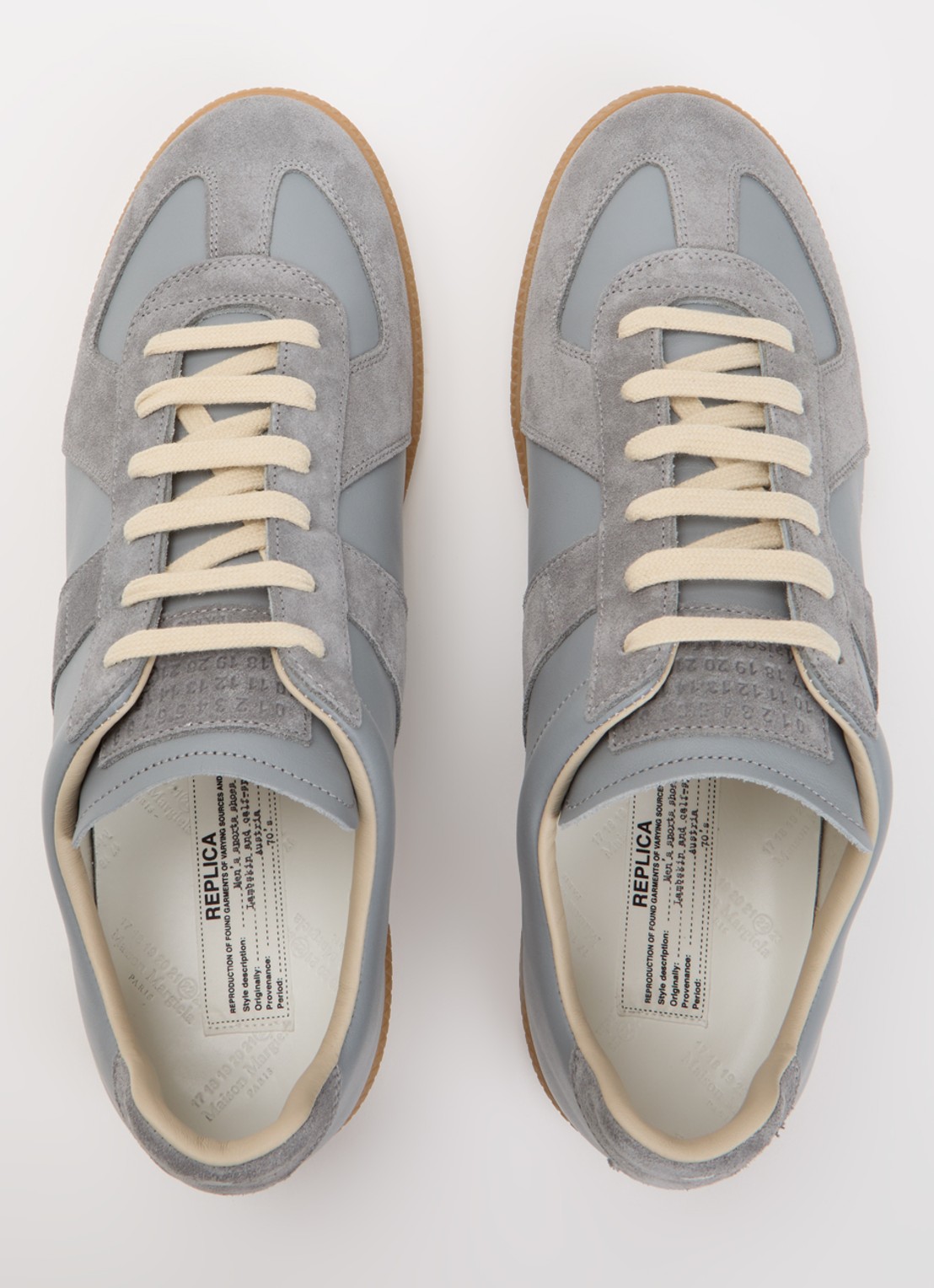 Maison Margiela Replica sneaker van kalfsleer met kalfssuède details - detail 4 staalblauw