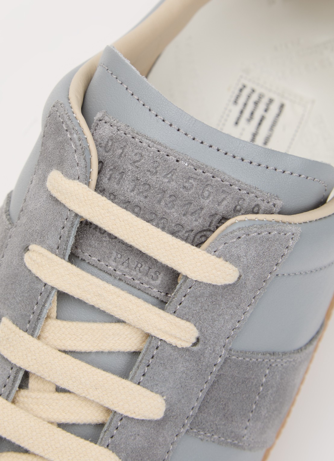 Maison Margiela Replica sneaker van kalfsleer met kalfssuède details - detail 6 staalblauw