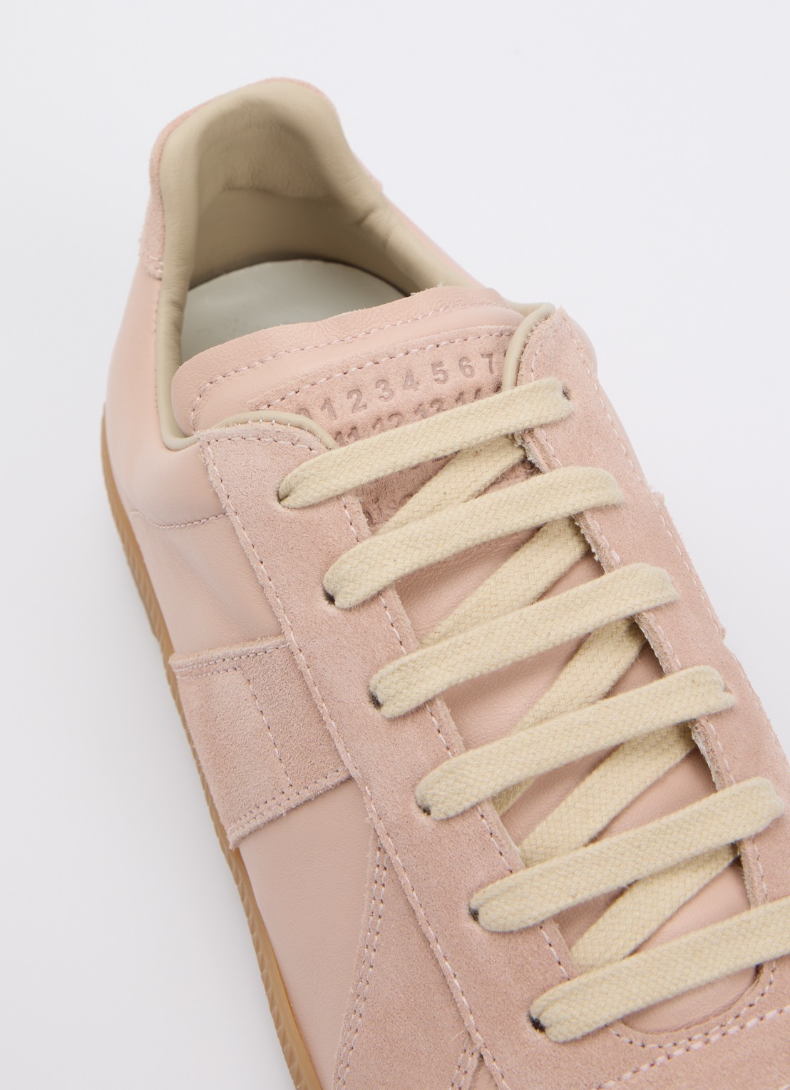 Maison Margiela Replica sneaker van kalfsleer met kalfssuède details - detail 6 lichtroze