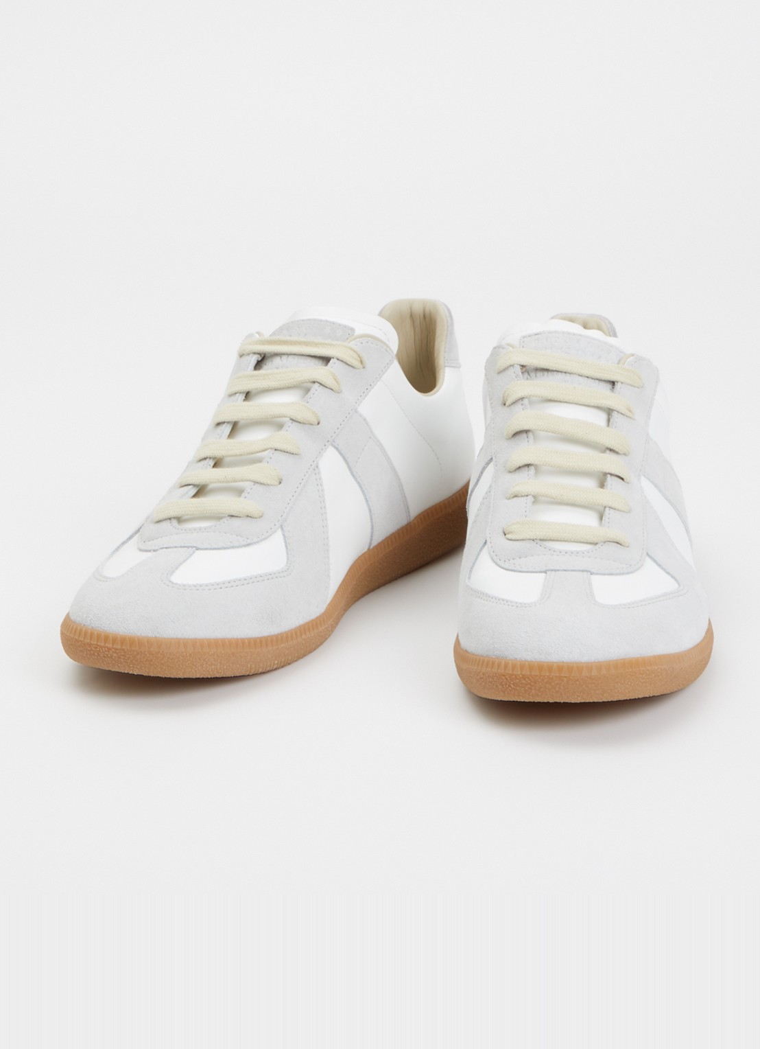 Maison Margiela Replica sneaker van kalfsleer met suède details - detail 7 gebroken wit