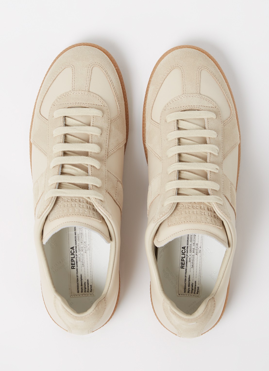 Maison Margiela Replica sneaker van kalfsleer met suède details - detail 5 bruin