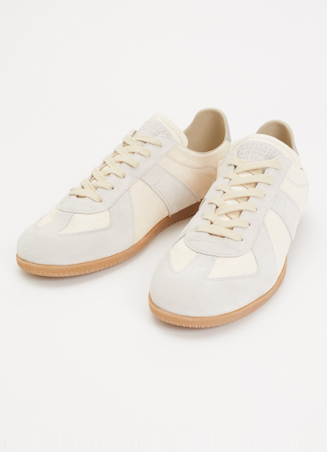 Maison Margiela Replica sneaker van kalfsleur met details van suède - detail 2 creme