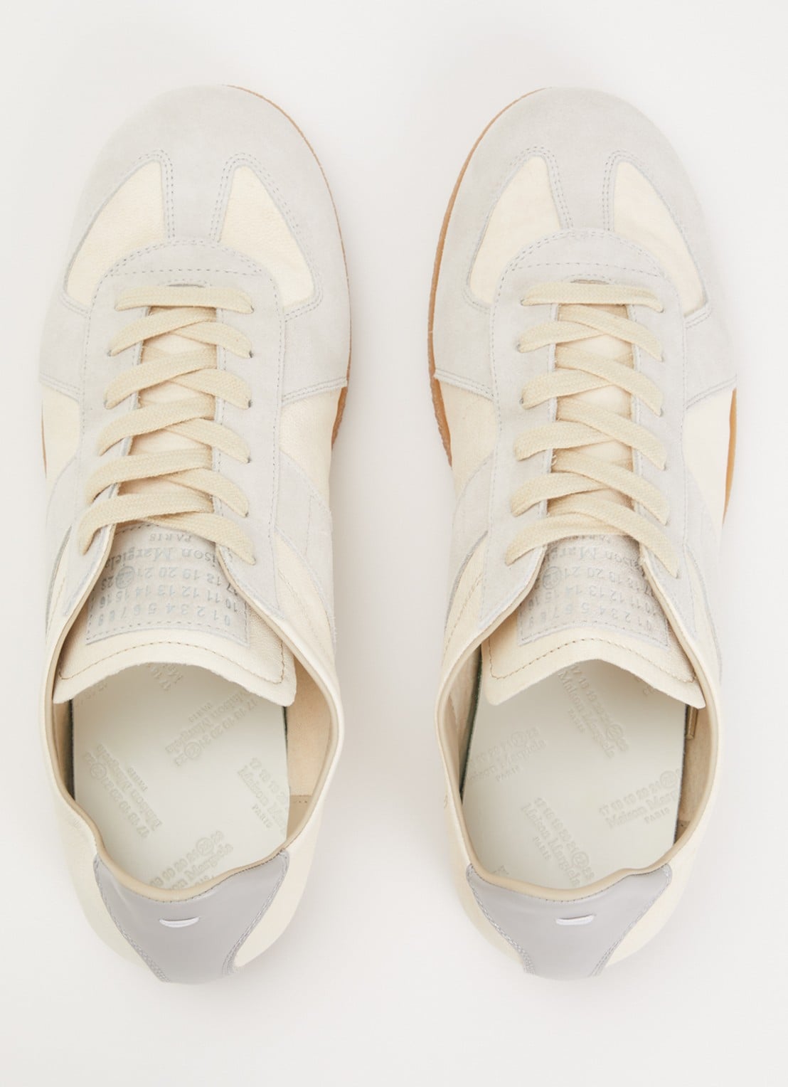 Maison Margiela Replica sneaker van kalfsleur met details van suède - detail 3 creme