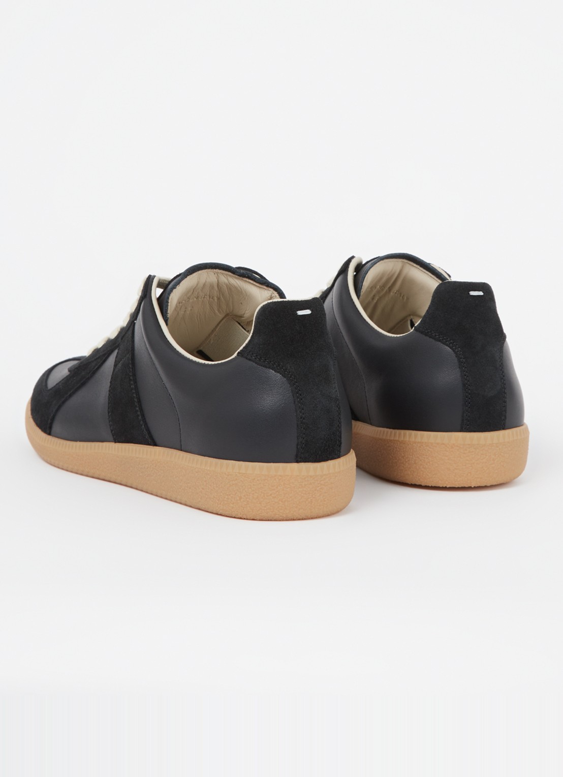 Maison Margiela Replica sneaker van lamsleer met kalfssuède details - achterkant 5 zwart