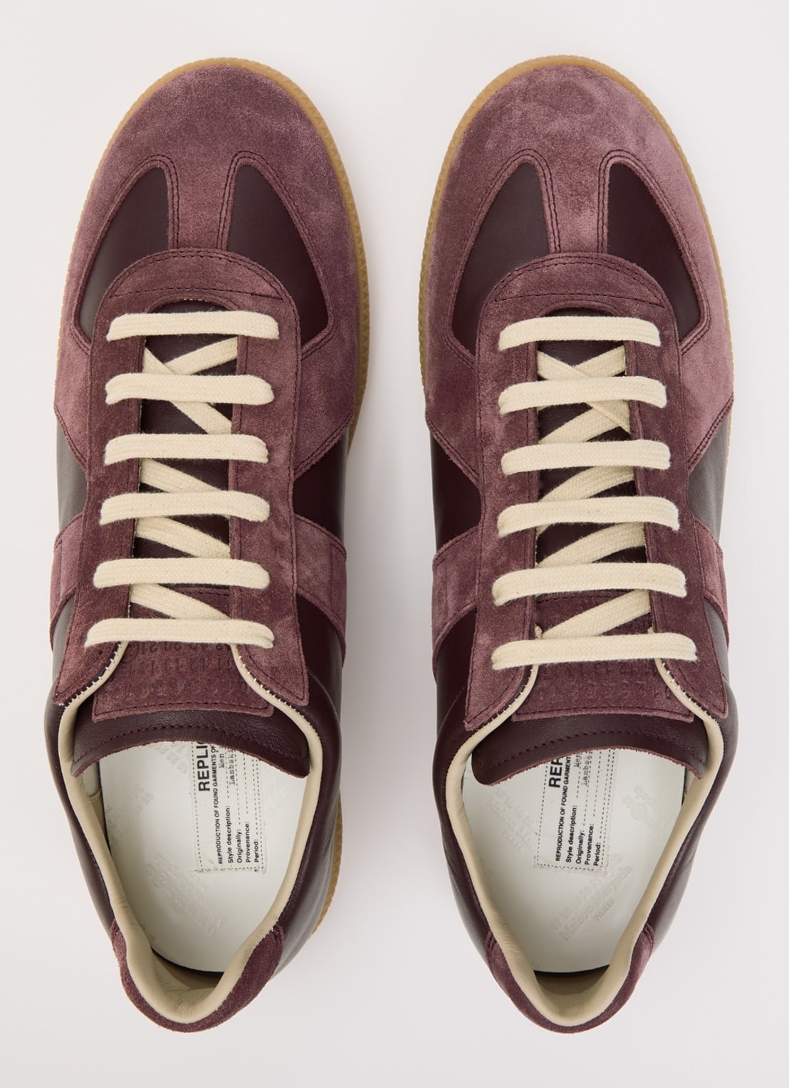 Maison Margiela Replica sneaker van lamsleer met kalfssuède details - detail 4 bordeauxrood