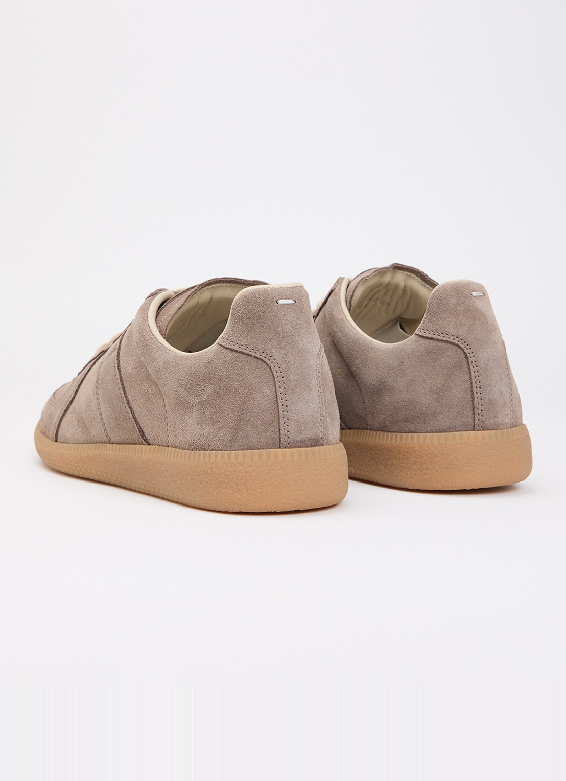 Maison Margiela Replica sneaker van lamsleer met kalfssuède details - achterkant 5 taupe