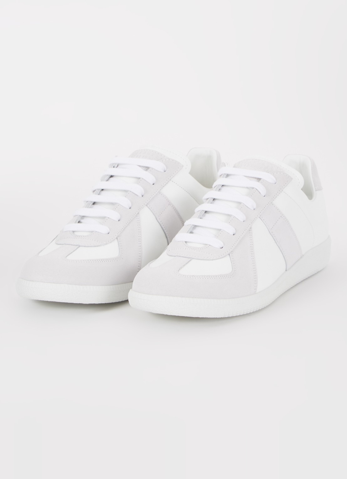 Maison Margiela Replica sneaker van lamsleer met suède details - detail 4 wit