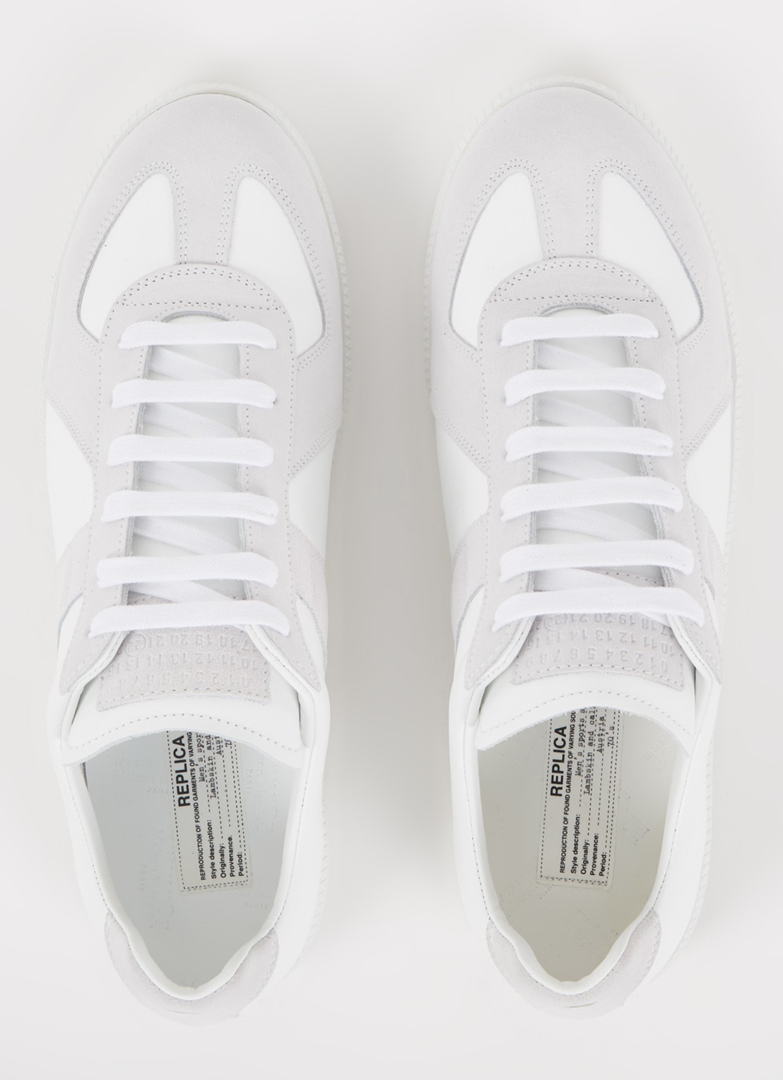 Maison Margiela Replica sneaker van lamsleer met suède details - detail 5 wit