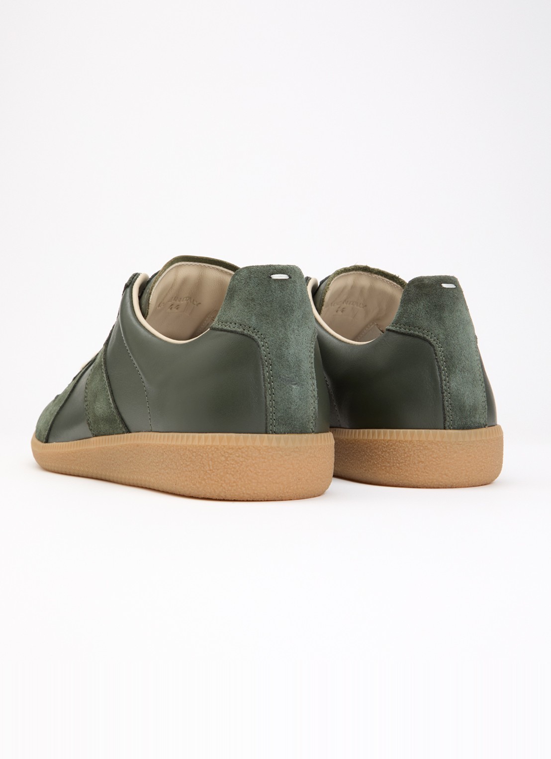 Maison Margiela Replica sneaker van leer met details van kalfssuède - achterkant 2 donkergroen
