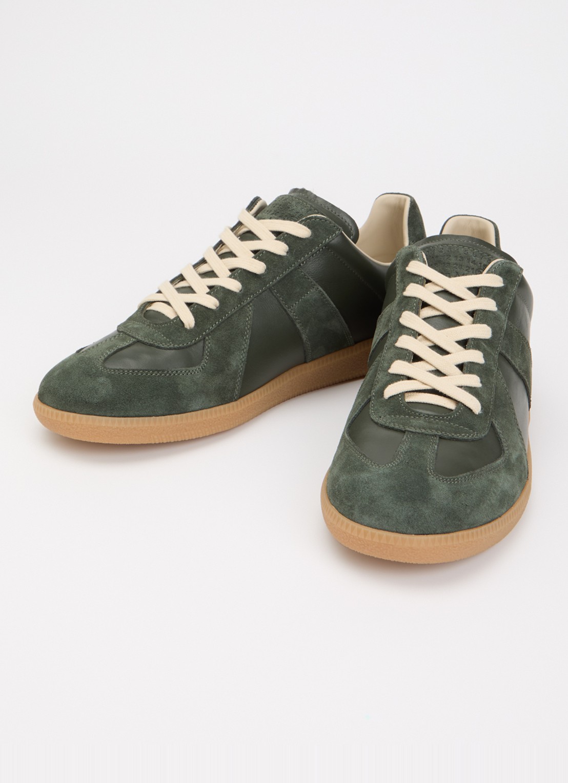 Maison Margiela Replica sneaker van leer met details van kalfssuède - detail 3 donkergroen