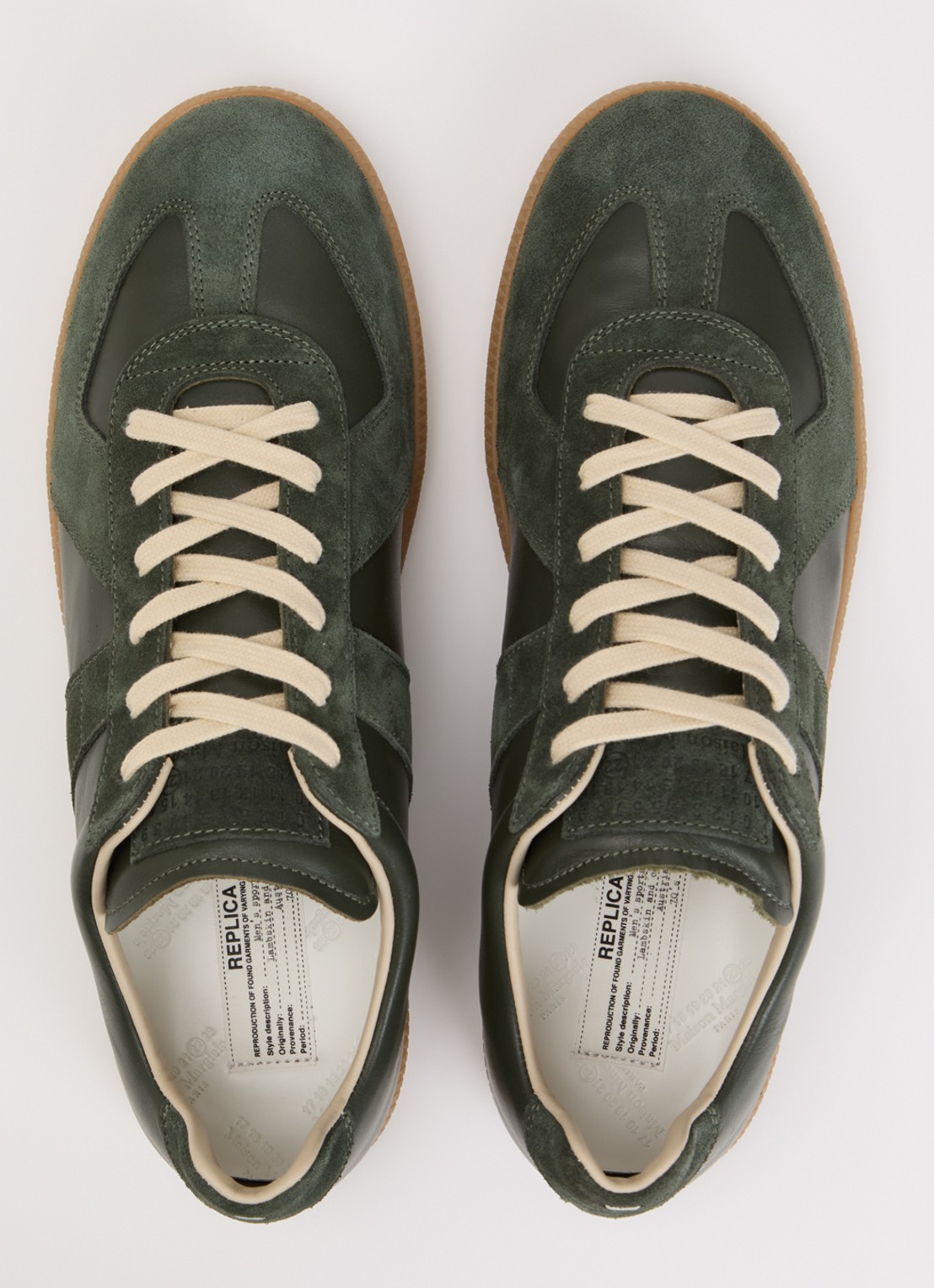 Maison Margiela Replica sneaker van leer met details van kalfssuède - detail 4 donkergroen