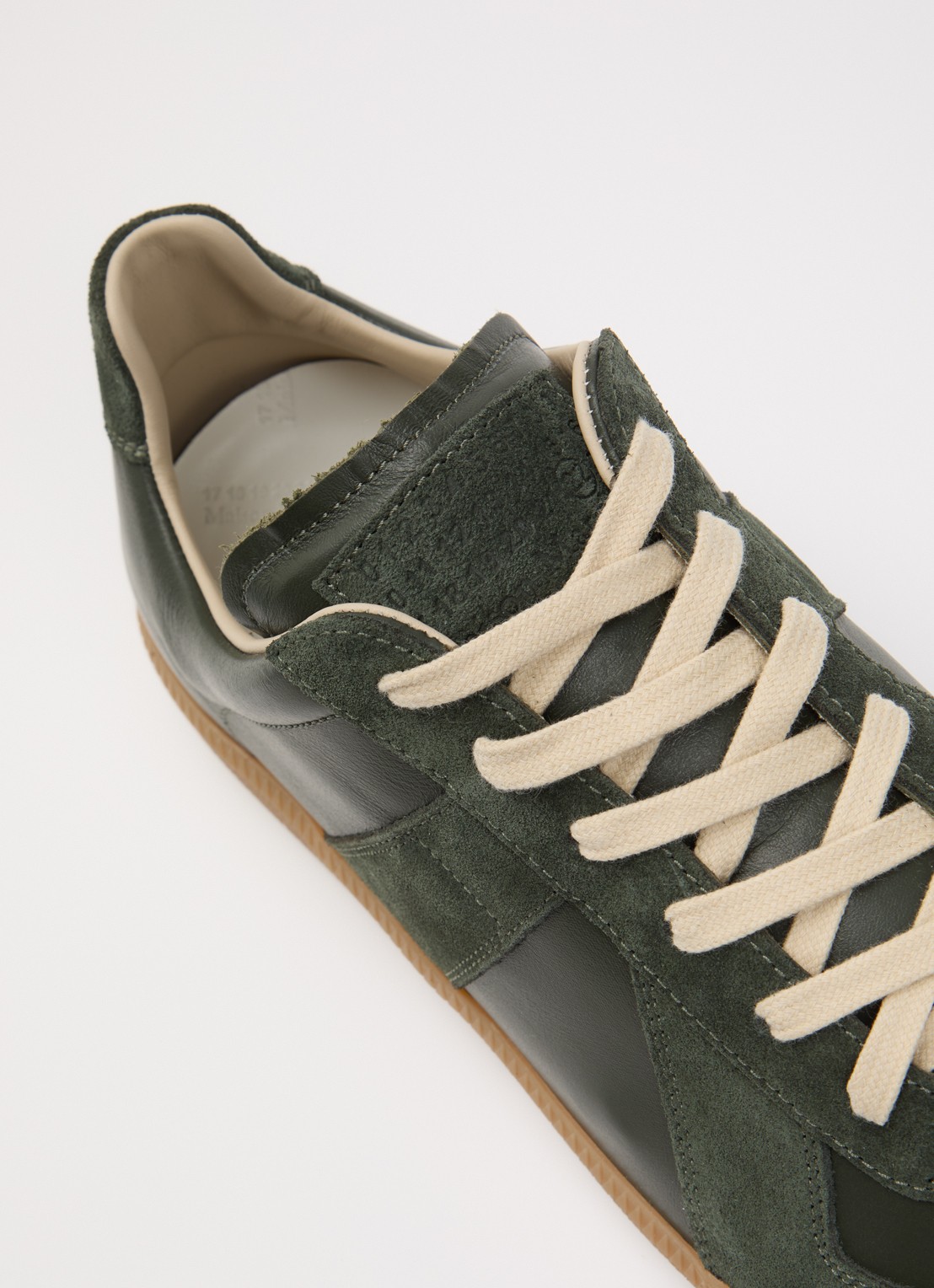 Maison Margiela Replica sneaker van leer met details van kalfssuède - detail 6 donkergroen