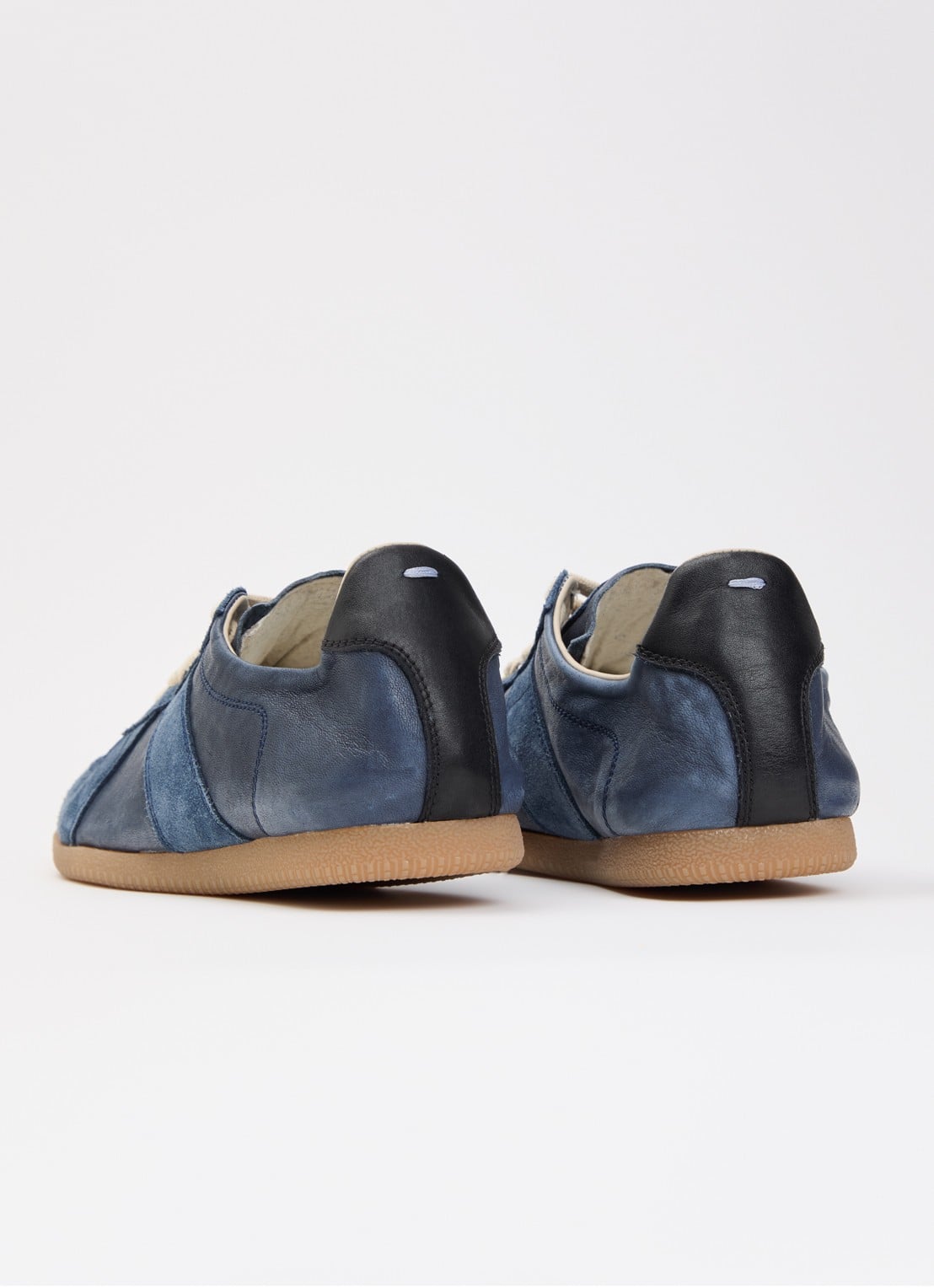 Maison Margiela Replica Soft sneaker van leer met suède details - achterkant 5 donkerblauw