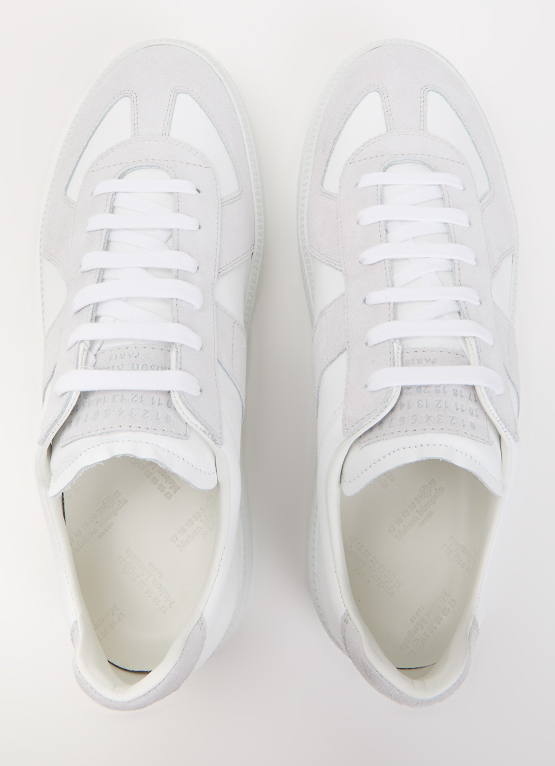 Maison Margiela Replica Wedge sneaker van kalfsleer met kalfssuède details - detail 3 gebroken wit