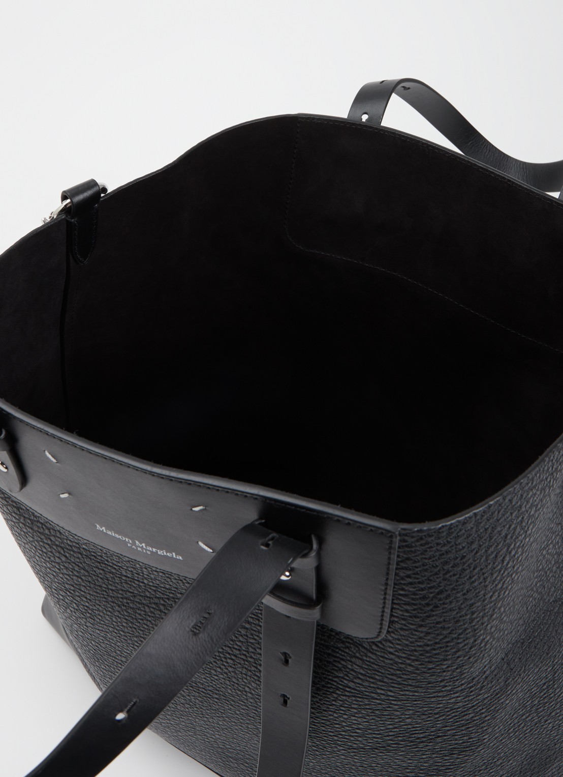 Maison Margiela Schoudertas van kalfsleer met verstelbare schouderriem - detail 2 zwart
