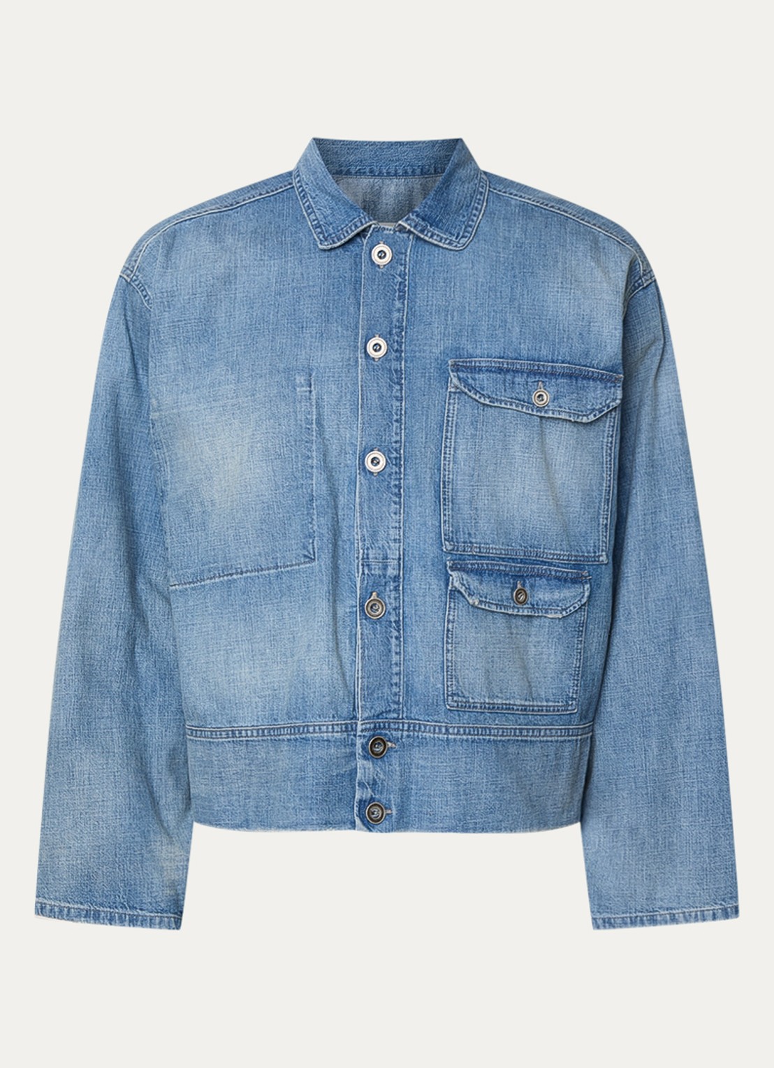 Maison Margiela Spijkerjas met klepzakken - voorkant indigo