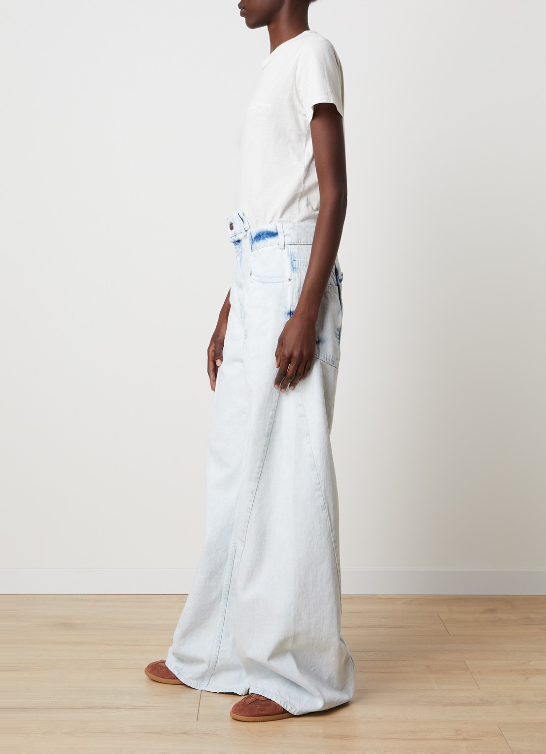 Maison Margiela Spliced high waist balloon jeans met lichte wassing - detail 4 indigo