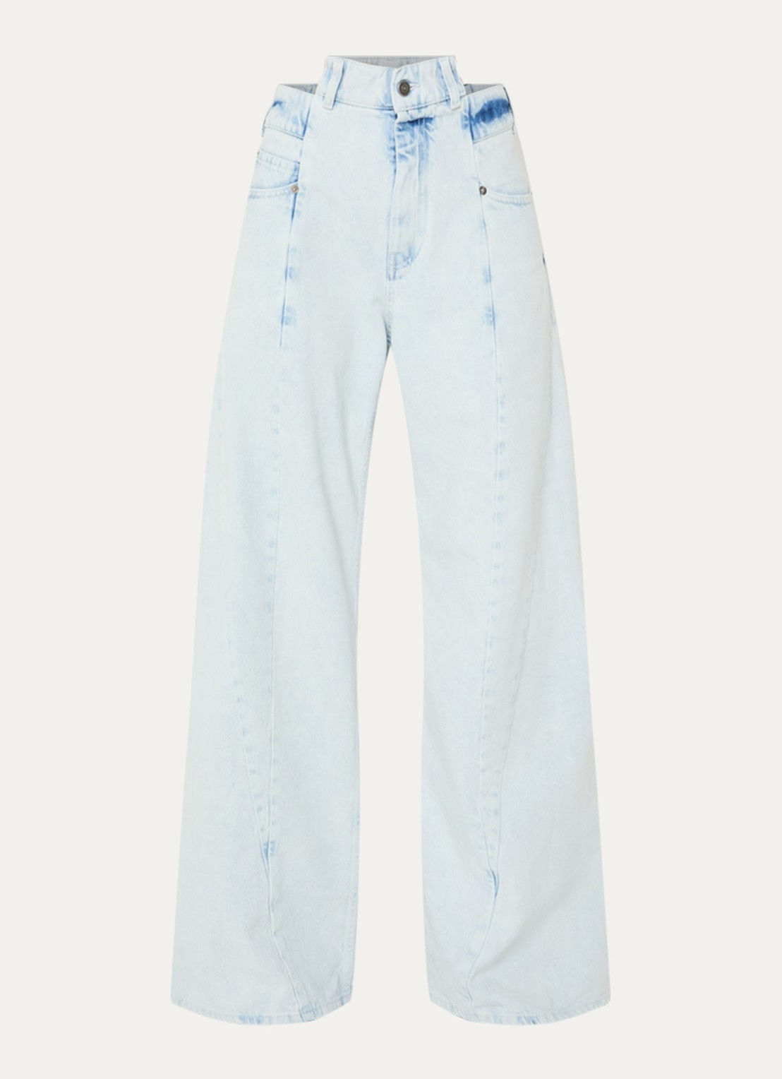 Maison Margiela Spliced high waist balloon jeans met lichte wassing - voorkant indigo