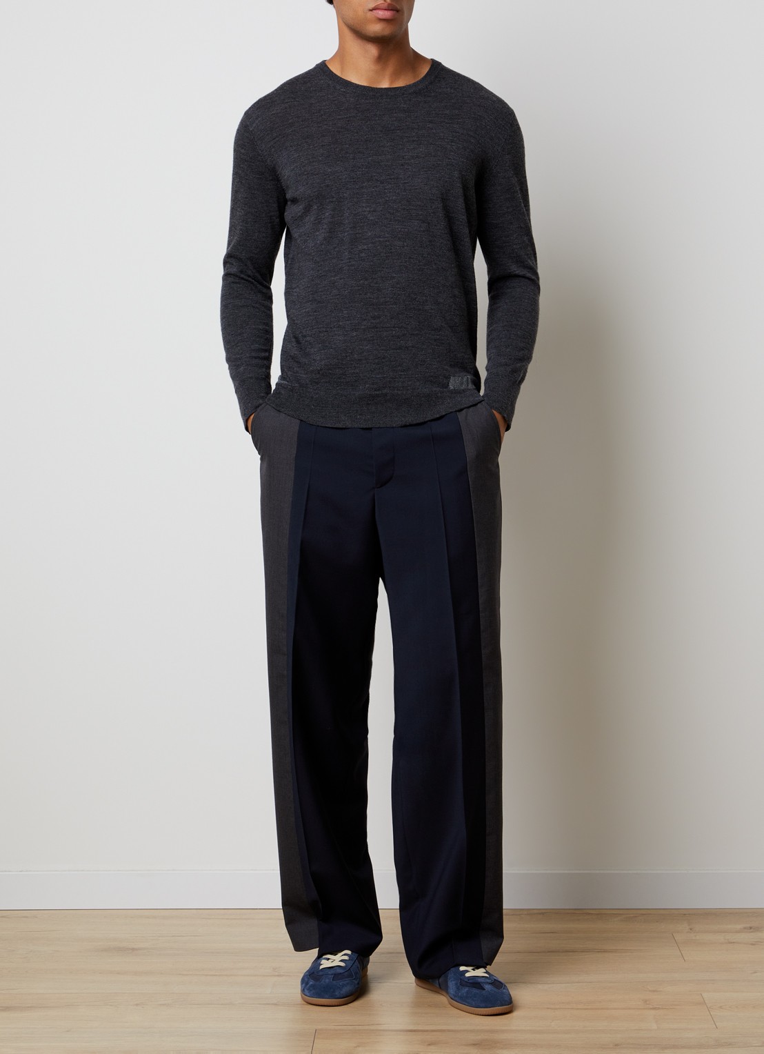 Maison Margiela Spliced straight fit broek met steekzakken - voorkant 6 donkerblauw