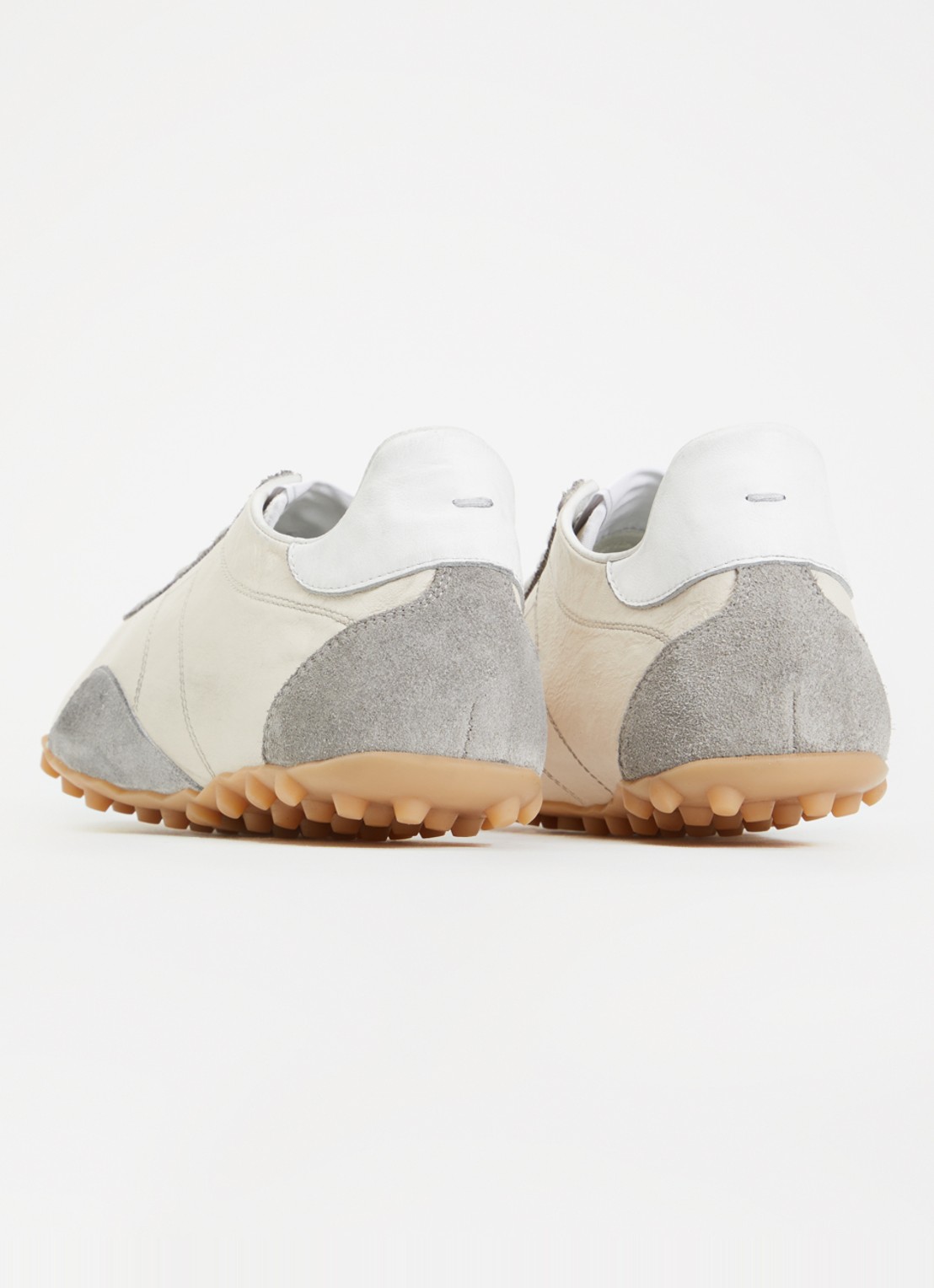 Maison Margiela Sprinters sneaker van geitenleer met details van kalfssuède - achterkant creme