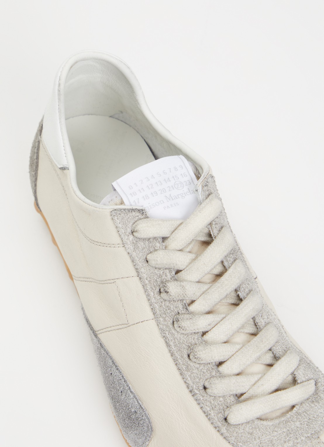 Maison Margiela Sprinters sneaker van geitenleer met details van kalfssuède - detail 5 creme