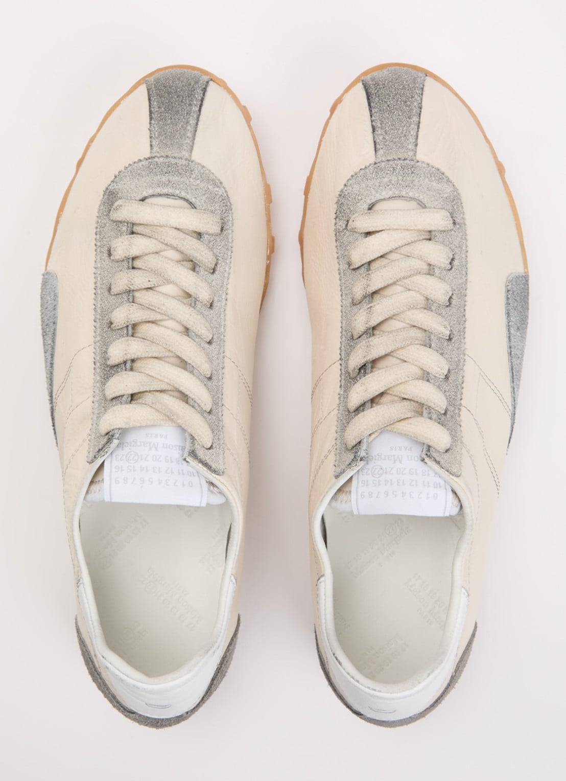 Maison Margiela Sprinters sneaker van kalfsleer met details van suède - detail 3 gebroken wit