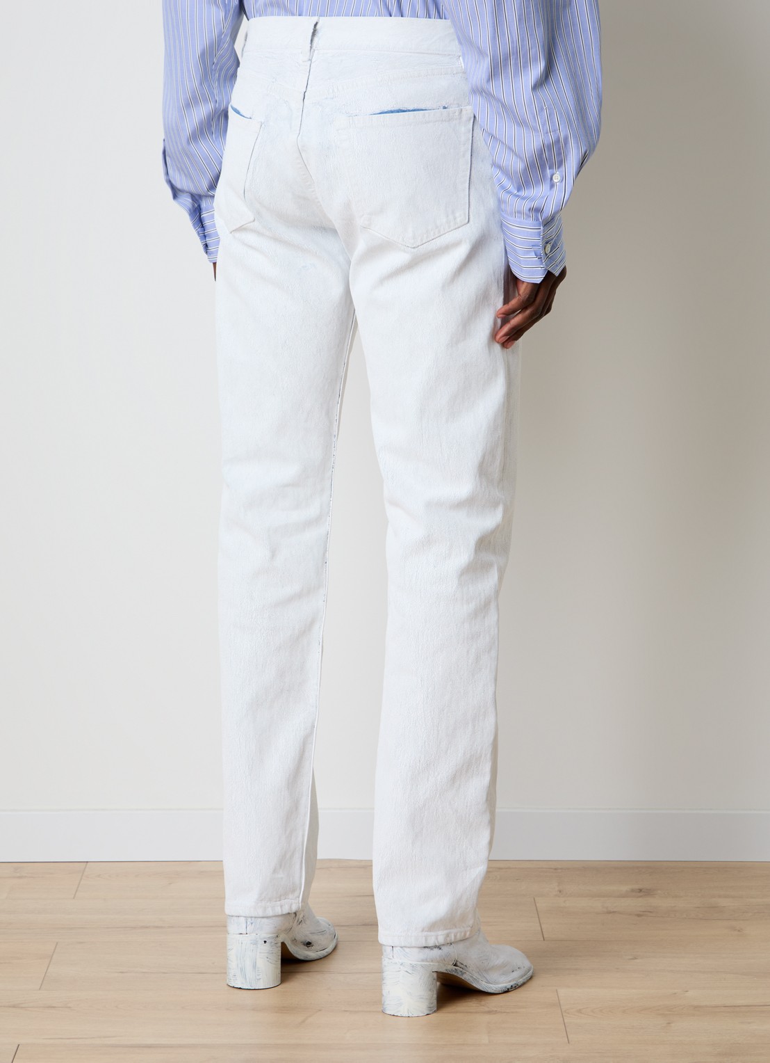 Maison Margiela Straight leg jeans met destroyed afwerking - achterkant 4 wit