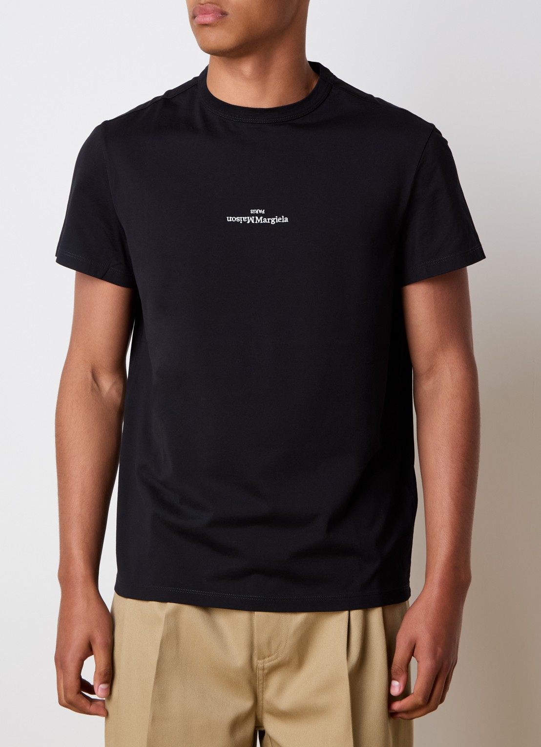 Maison Margiela T-shirt met logoborduring - detail 2 zwart