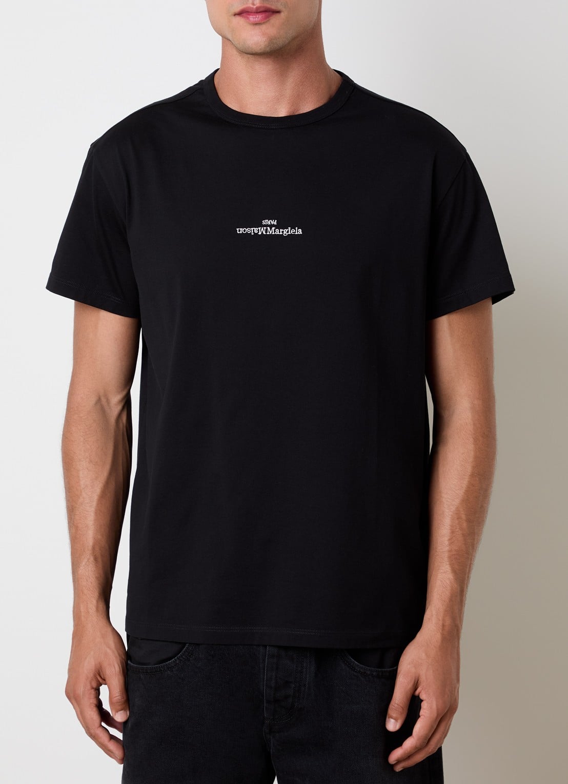 Maison Margiela T-shirt met logoborduring - detail 3 zwart