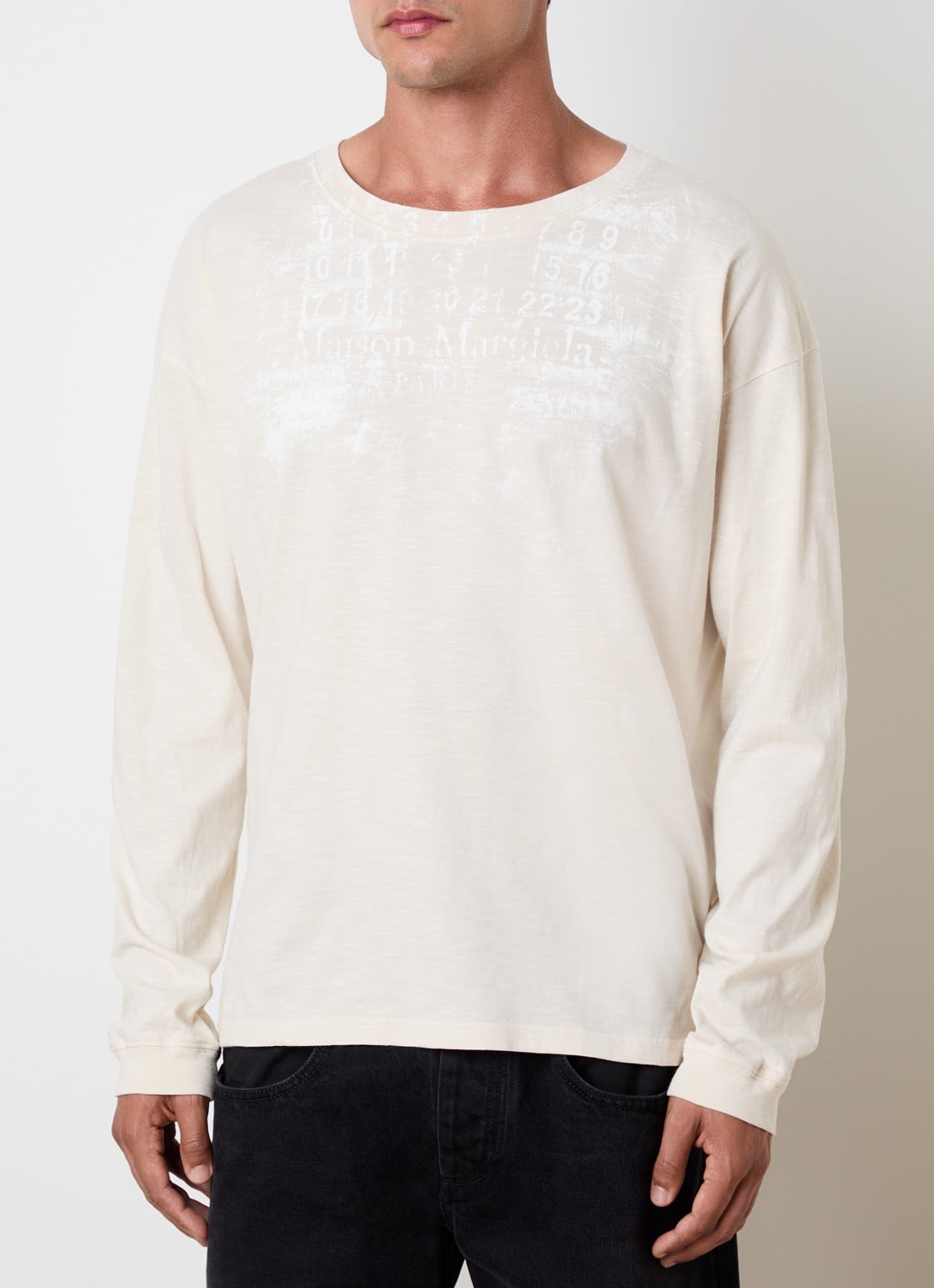Maison Margiela T-shirt met logoprint - detail 4 creme