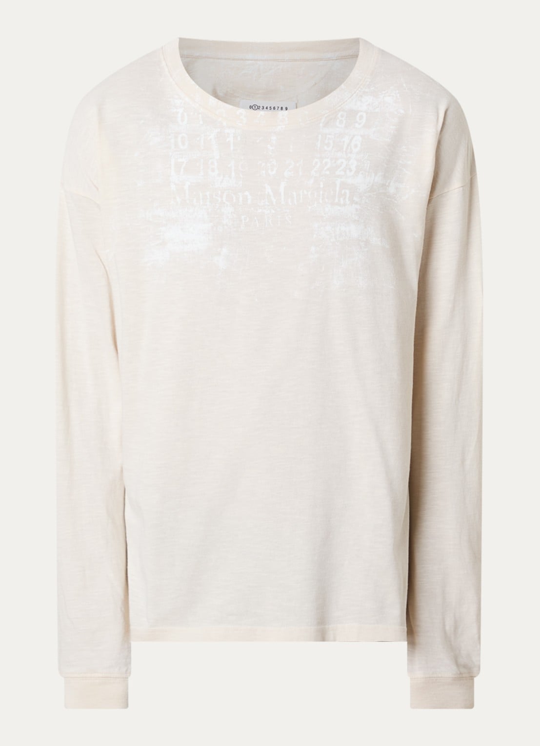 Maison Margiela T-shirt met logoprint - voorkant 2 creme