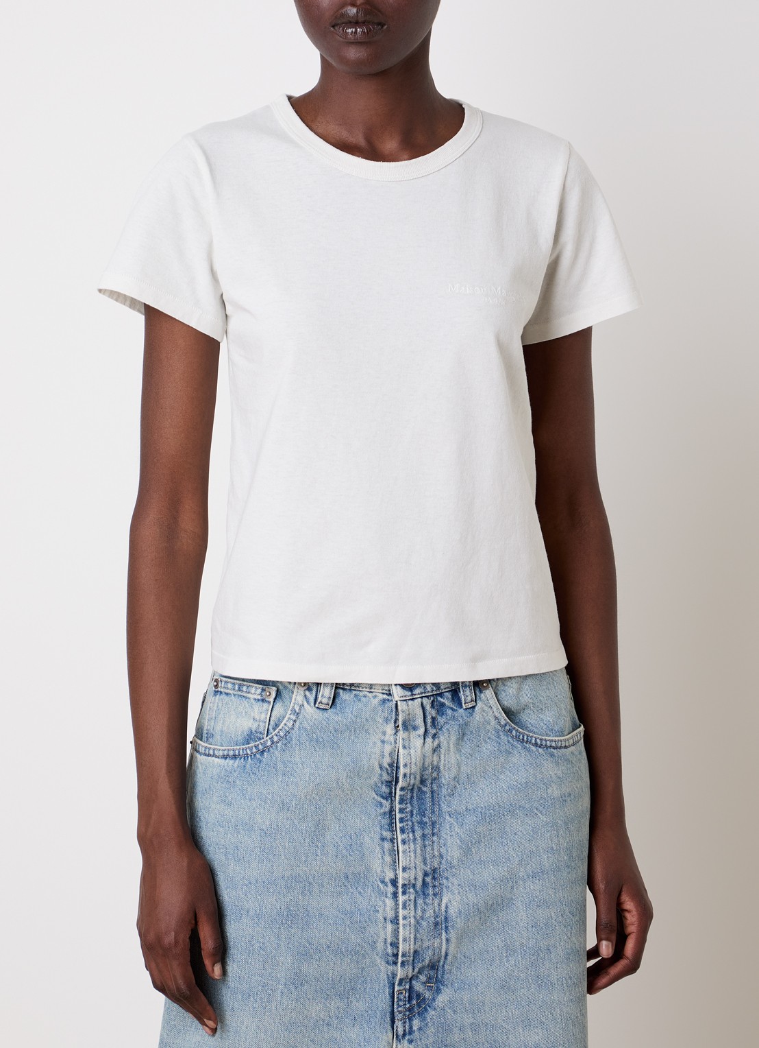 Maison Margiela T-shirt met ronde hals - detail wit