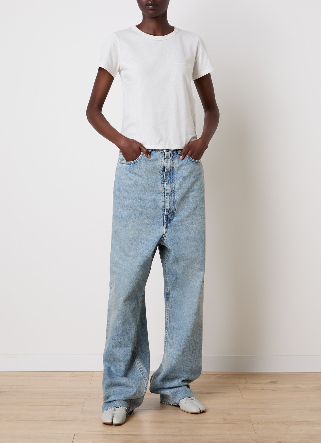 Maison Margiela T-shirt met ronde hals - voorkant 4 wit